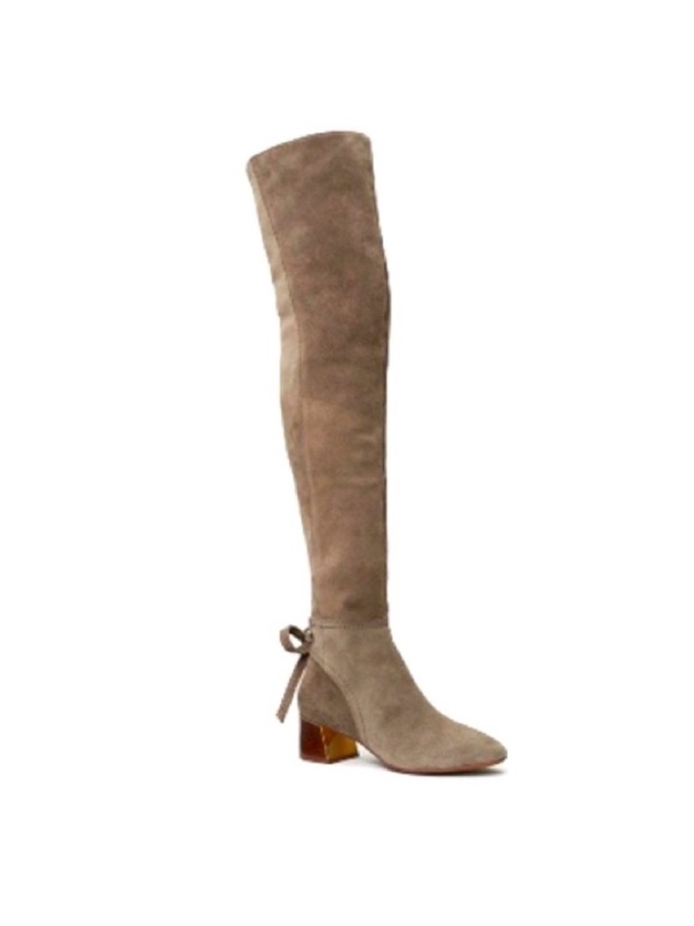 Tory Burch Taupe Suede Over-the-Knee Boot with Block Heel
